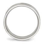 Chisel Stainless Steel Brushed and Polished 6mm Ridged Flat Band