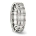 Chisel Stainless Steel Brushed and Polished 6mm Ridged Flat Band