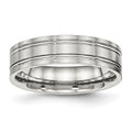 Chisel Stainless Steel Brushed and Polished 6mm Ridged Flat Band