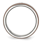 Chisel Stainless Steel Brushed/Polished Brown IP-plated Edge 1/20 carat Diamond 8mm Band