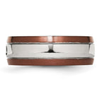 Chisel Stainless Steel Brushed/Polished Brown IP-plated Edge 1/20 carat Diamond 8mm Band