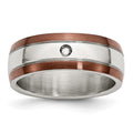 Chisel Stainless Steel Brushed/Polished Brown IP-plated Edge 1/20 carat Diamond 8mm Band