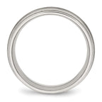 Stainless Steel Polished w/Brushed Center 7mm Ridged Edge Band