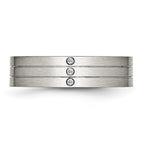 Stainless Steel Brushed w/CZ 6mm Grooved Band