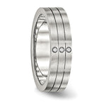 Stainless Steel Brushed w/CZ 6mm Grooved Band