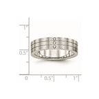 Stainless Steel Brushed w/CZ 6mm Grooved Band