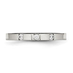 Chisel Stainless Steel Polished 3 Stone CZ 2.5mm Flat Band