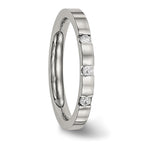 Chisel Stainless Steel Polished 3 Stone CZ 2.5mm Flat Band