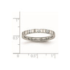 Chisel Stainless Steel Polished 3 Stone CZ 2.5mm Flat Band