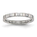 Chisel Stainless Steel Polished 3 Stone CZ 2.5mm Flat Band