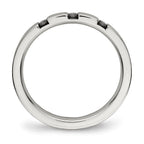 Chisel Stainless Steel Polished 3 Stone Black CZ 2.5mm Flat Band