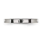 Chisel Stainless Steel Polished 3 Stone Black CZ 2.5mm Flat Band