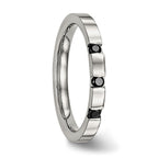 Chisel Stainless Steel Polished 3 Stone Black CZ 2.5mm Flat Band