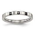Chisel Stainless Steel Polished 3 Stone Black CZ 2.5mm Flat Band