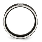 Chisel Stainless Steel Brushed Black IP-plated with CZ 8mm Flat
