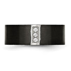 Chisel Stainless Steel Brushed Black IP-plated with CZ 8mm Flat