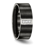 Chisel Stainless Steel Brushed Black IP-plated with CZ 8mm Flat