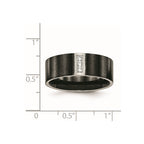 Chisel Stainless Steel Brushed Black IP-plated with CZ 8mm Flat