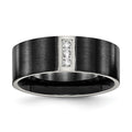 Chisel Stainless Steel Brushed Black IP-plated with CZ 8mm Flat