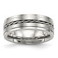 Chisel Stainless Steel Brushed and Polished Twisted 7mm Band