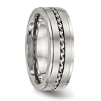 Stainless Steel Brushed and Polished Twisted 7mm Band