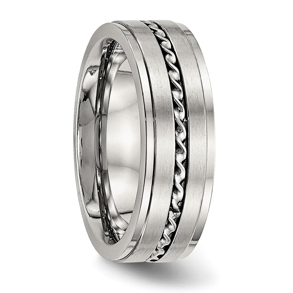 Stainless Steel Brushed and Polished Twisted 7mm Band