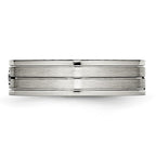 Chisel Stainless Steel Polished with Brushed Center CZ 6mm Grooved Band