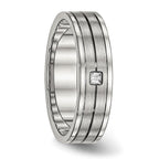 Chisel Stainless Steel Polished with Brushed Center CZ 6mm Grooved Band