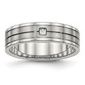 Chisel Stainless Steel Polished with Brushed Center CZ 6mm Grooved Band