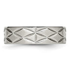 Stainless Steel Brushed and Polished Diamond-cut 6.5mm Band