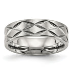 Stainless Steel Brushed and Polished Diamond-cut 6.5mm Band