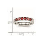 Chisel Stainless Steel Polished Red CZ 4mm Band