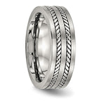 Chisel Stainless Steel Brushed and Polished Twisted 7mm Band