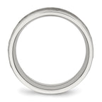 Stainless Steel Polished and Hammered 8mm Grooved Band
