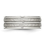 Stainless Steel Polished and Hammered 8mm Grooved Band