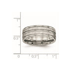 Stainless Steel Polished and Hammered 8mm Grooved Band
