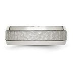 Chisel Stainless Steel Brushed Polished and Hammered 7.5mm Band