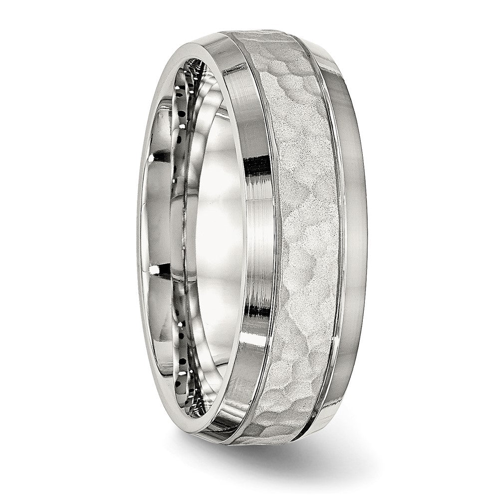 Chisel Stainless Steel Brushed Polished and Hammered 7.5mm Band