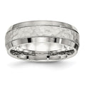 Chisel Stainless Steel Brushed Polished and Hammered 7.5mm Band
