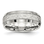 Chisel Stainless Steel Brushed Polished and Hammered 7.5mm Band