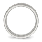 Stainless Steel Polished and Hammered 7.5mm Grooved Band