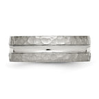 Stainless Steel Polished and Hammered 7.5mm Grooved Band