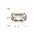 Stainless Steel Polished and Hammered 7.5mm Grooved Band