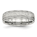Chisel Stainless Steel Polished and Hammered 6mm Grooved Band