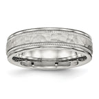 Chisel Stainless Steel Polished and Hammered 6mm Grooved Band