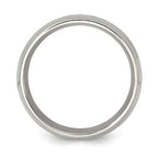 Chisel Stainless Steel Polished and Grooved with CZ 8mm Half Round Band