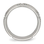 Stainless Steel Brushed and Grooved w/CZ 8mm Half Round Band