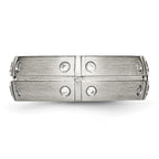 Stainless Steel Brushed and Grooved w/CZ 8mm Half Round Band