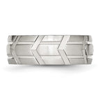Chisel Stainless Steel Brushed and Polished 8mm Grooved Band