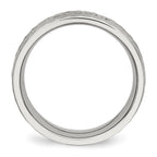 Chisel Stainless Steel Brushed and Hammered with Black CZ 7.5mm Band
